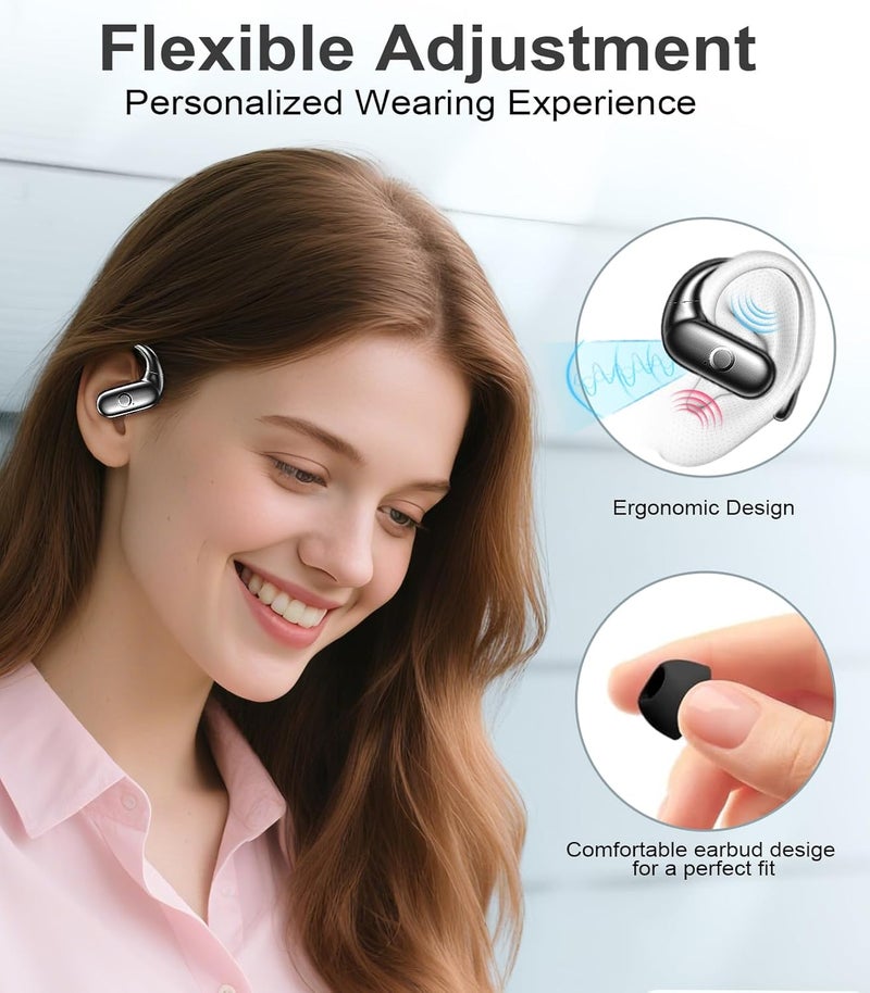 MOZOTER Wireless Earbuds Bluetooth Headphones Sport,Over Ear Buds with Deep Bass Sound,60Hr Playtime Earphones Redesigned Comfort Fit with Earhooks for Running,Meeting,Workout-Black - Image 3